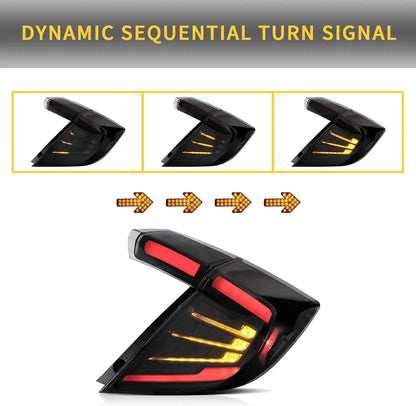 VLAND LED Taillights For Honda Civic Hatchback LX Sport EX 2016-2021 (5 Door, 10th generation)