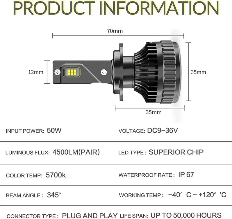 VLAND LED Projector Headlights with D2S/D2H Bulbs Fit for 2012-2015 Hyundai Elantra Avante MD