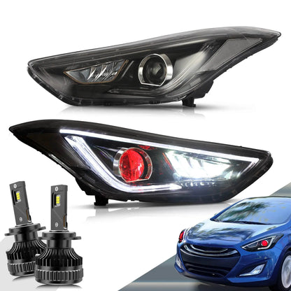 VLAND LED Projector Headlights with D2S/D2H Bulbs Fit for 2012-2015 Hyundai Elantra Avante MD