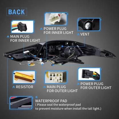 VLAND LED Taillights For Hyundai Elantra Sedan 2011-2016 & Elantra Coupe 2013-2014