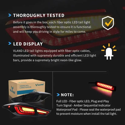 VLAND LED Taillights For Hyundai Elantra Sedan 2011-2016 & Elantra Coupe 2013-2014