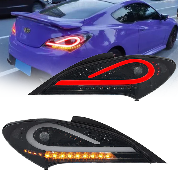 VLAND LED Smoked Taillights For 2010-2016 Hyundai Genesis Coupe w/Sequential