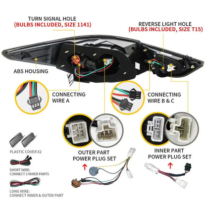 VLAND Full LED Tail Lights For Hyundai Sonata 6th Gen Sedan 2011-2014 ABS, PMMA, GLASS Material