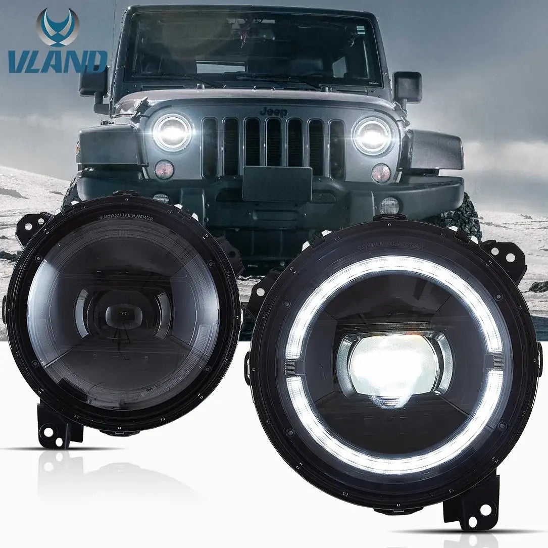 VLAND Full LED Headlights For 2018-2023 Jeep Wrangler JL JLU JT Rubicon (Only fit JL Models with 9 inch headlights)