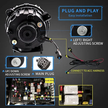 VLAND 9 Inches Full LED Headlights for Jeep Wrangler JL 2018-2023 w/ Activate Lighting