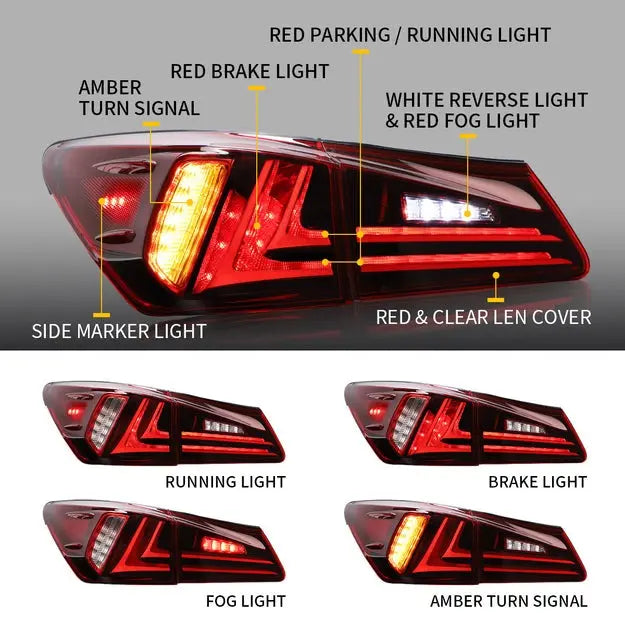 VLAND Full LED Tail Lights for Lexus IS250 IS350 2005-2013 IS 220d and ISF Model( NOT Fit IS250C/IS350C)