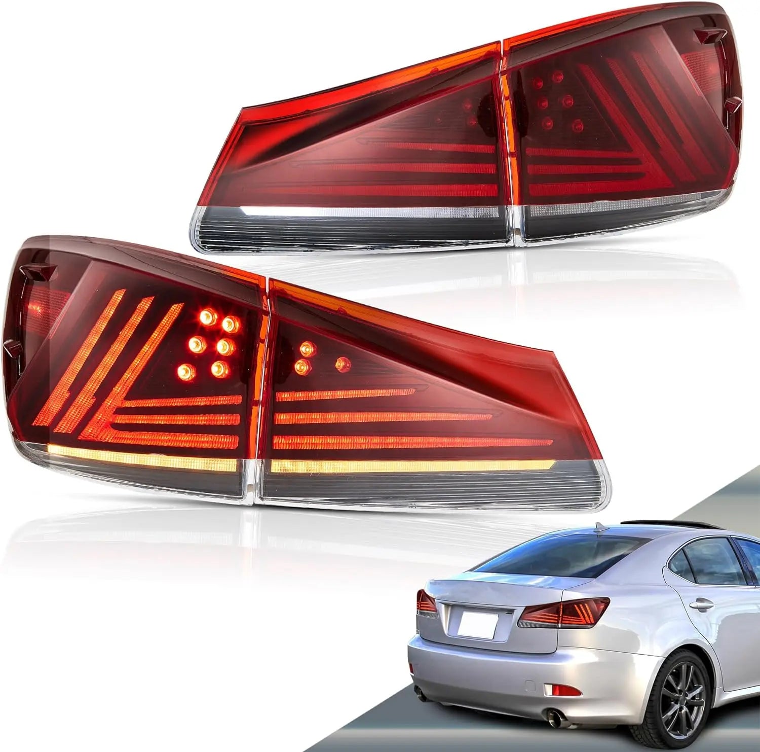 VLAND LED Tail Lights For Lexus IS250 350 ISF 2006-2013 IS200d IS