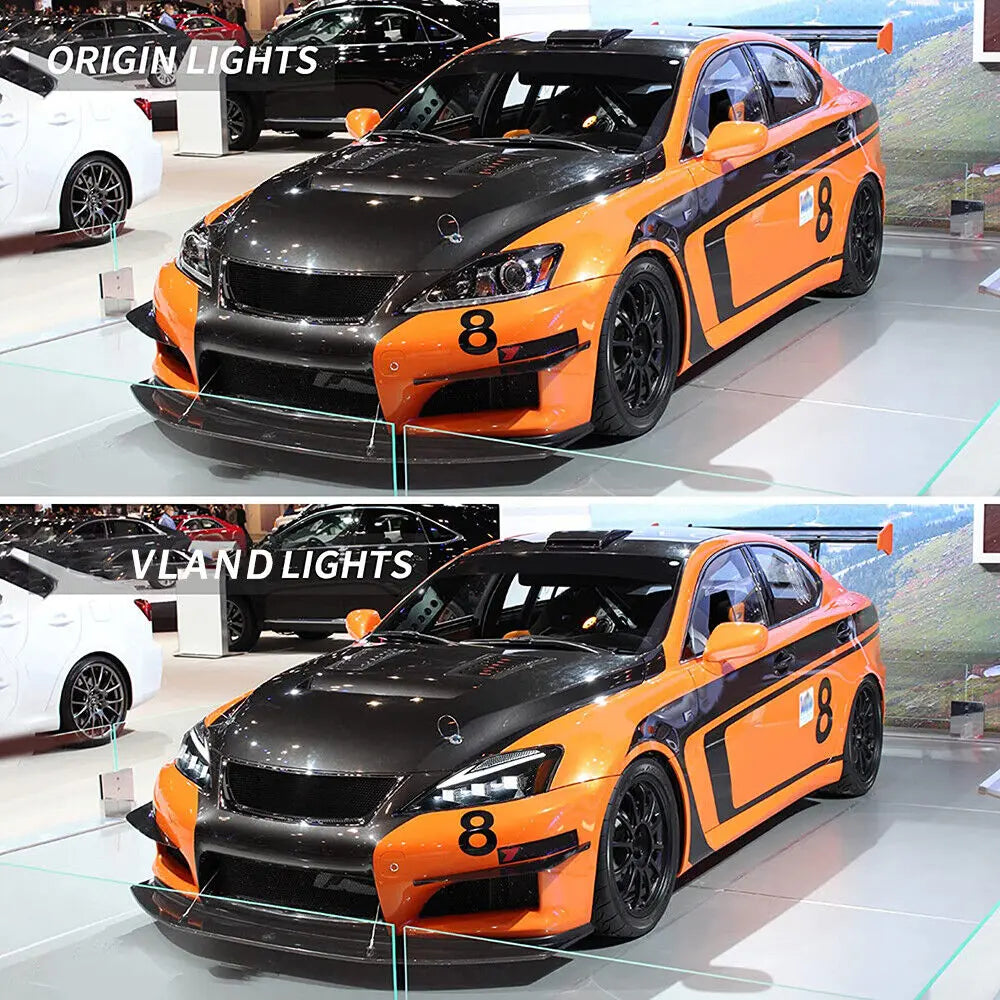 VLAND LED Projector Headlights For Lexus IS250/IS250C IS350/IS350C IS220d 2006-2013 ISF 2008-2014 With Animation & Blue Breathing