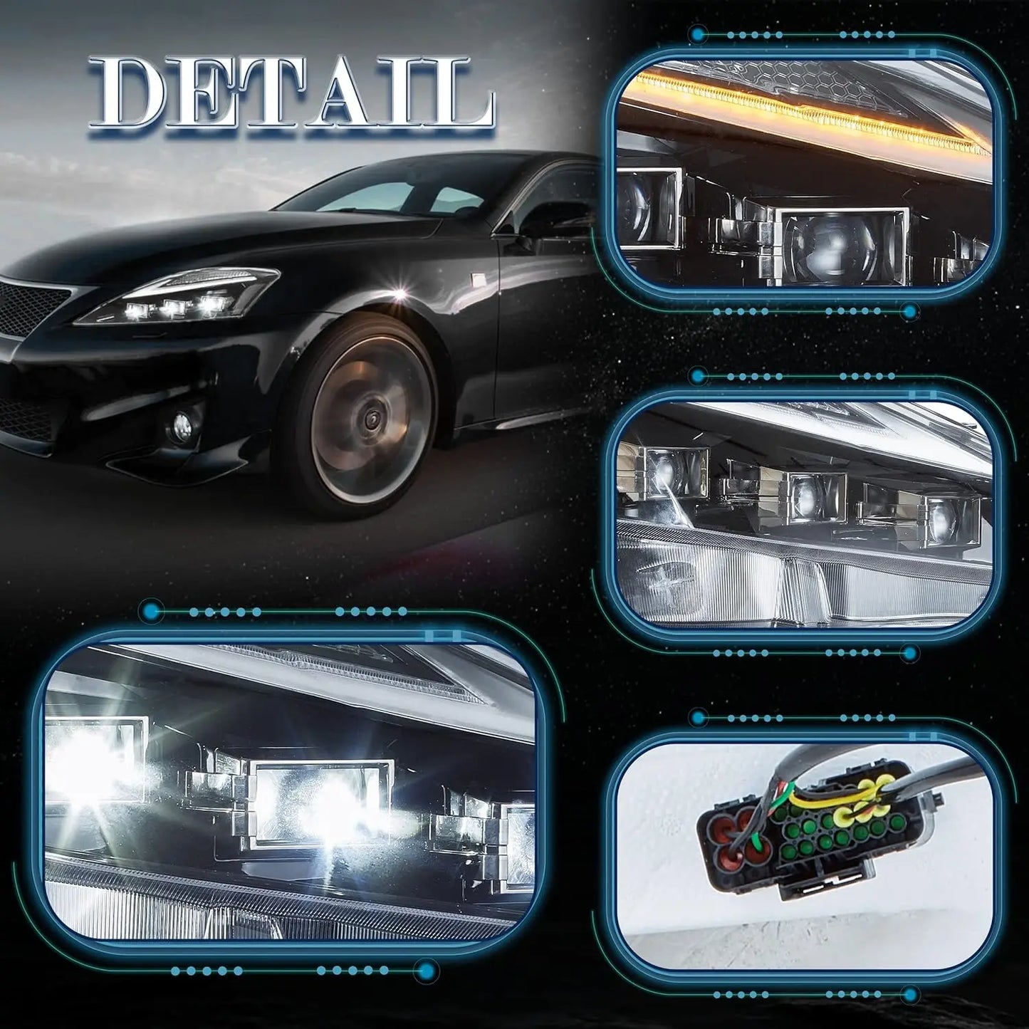 VLAND LED Projector Headlights For Lexus IS250/IS250C IS350/IS350C IS220d 2006-2013 ISF 2008-2014 With Animation & Blue Breathing