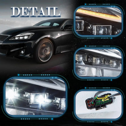 VLAND LED Projector Headlights For Lexus IS250/IS250C IS350/IS350C IS220d 2006-2013 ISF 2008-2014 With Animation & Blue Breathing
