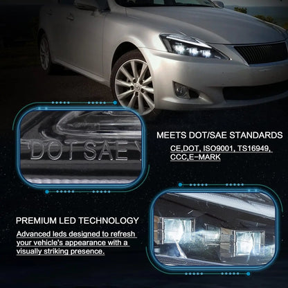 VLAND LED Projector Headlights For Lexus IS250/IS250C IS350/IS350C IS220d 2006-2013 ISF 2008-2014 With Animation & Blue Breathing