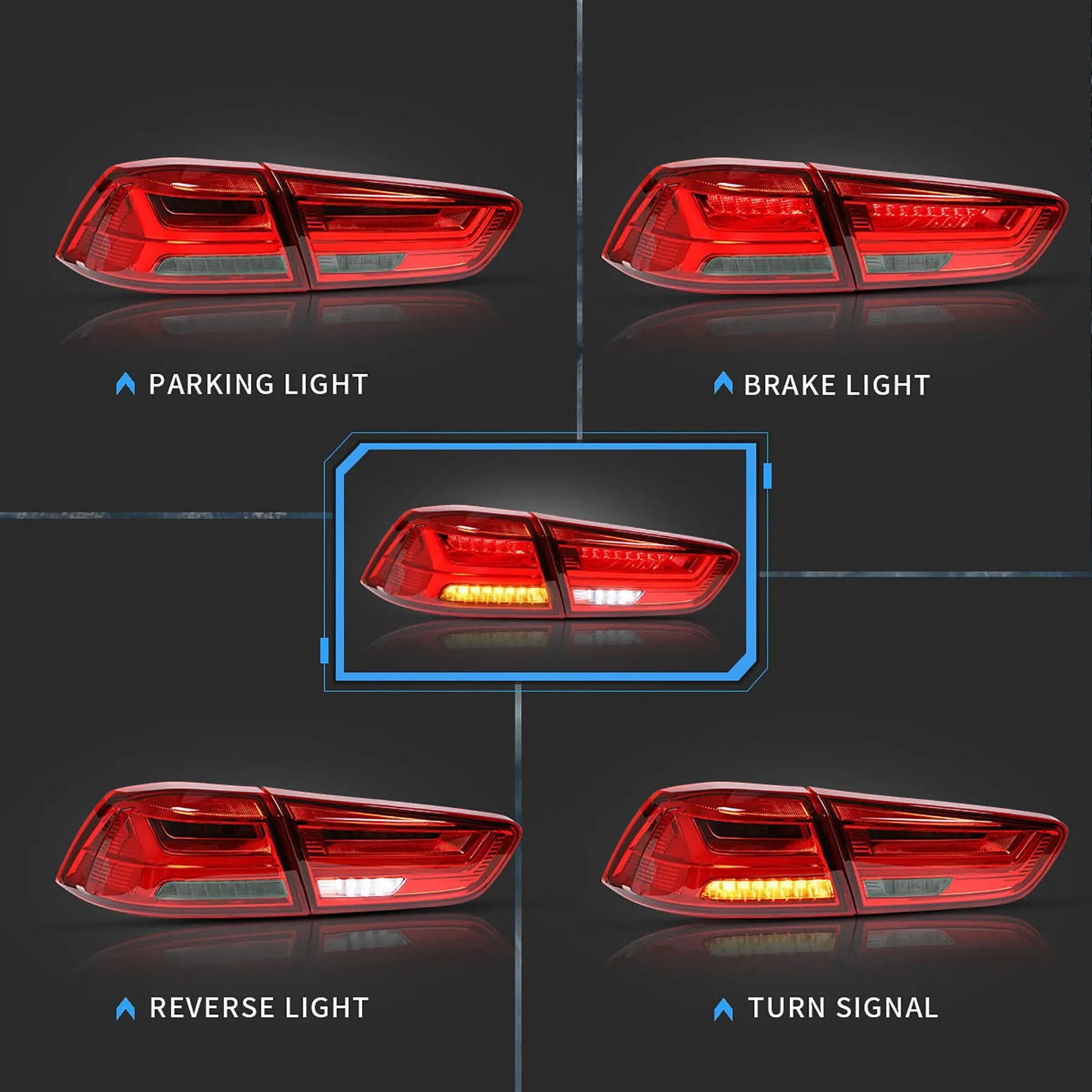 VLAND LED Tail Lights For 2008-2017 Mitsubishi Lancer Rear Lamps Assembly