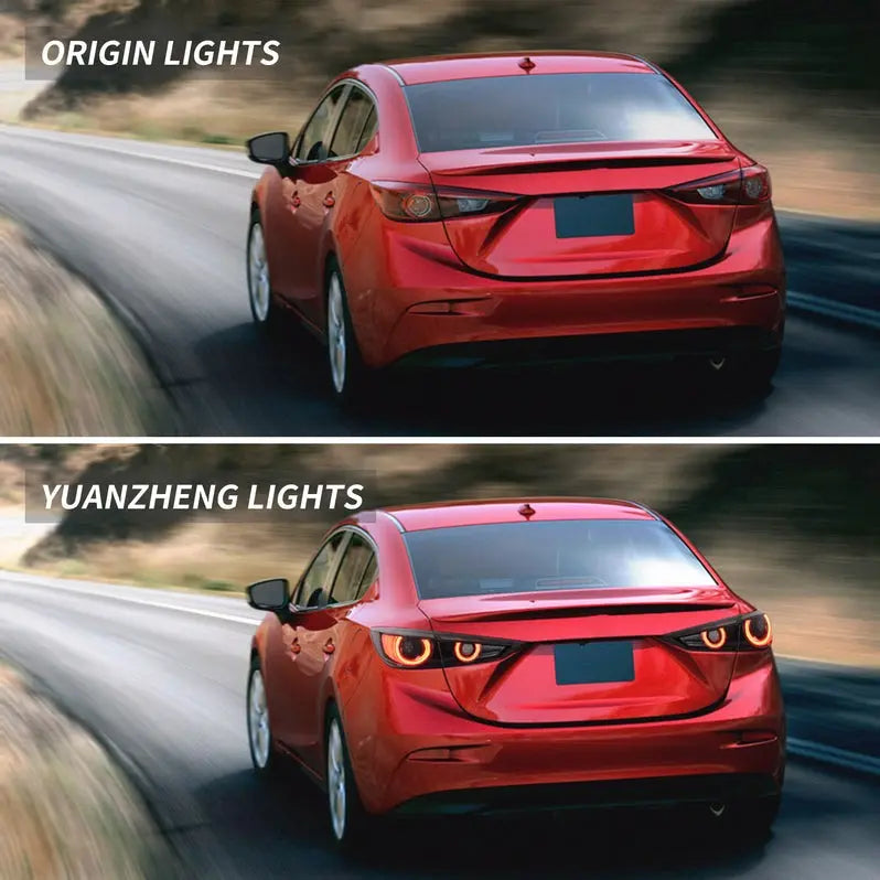 VLAND Full LED Tail Lights for Mazda 3 Axela Sedan 2014-2018 (Sequential Turn Signals w/ Dynamic Welcome Lighting)