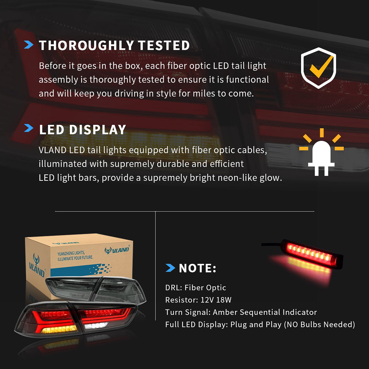 VLAND LED Tail lights For Mitsubishi Lancer 2008-2017 Rear Lamps Assembly