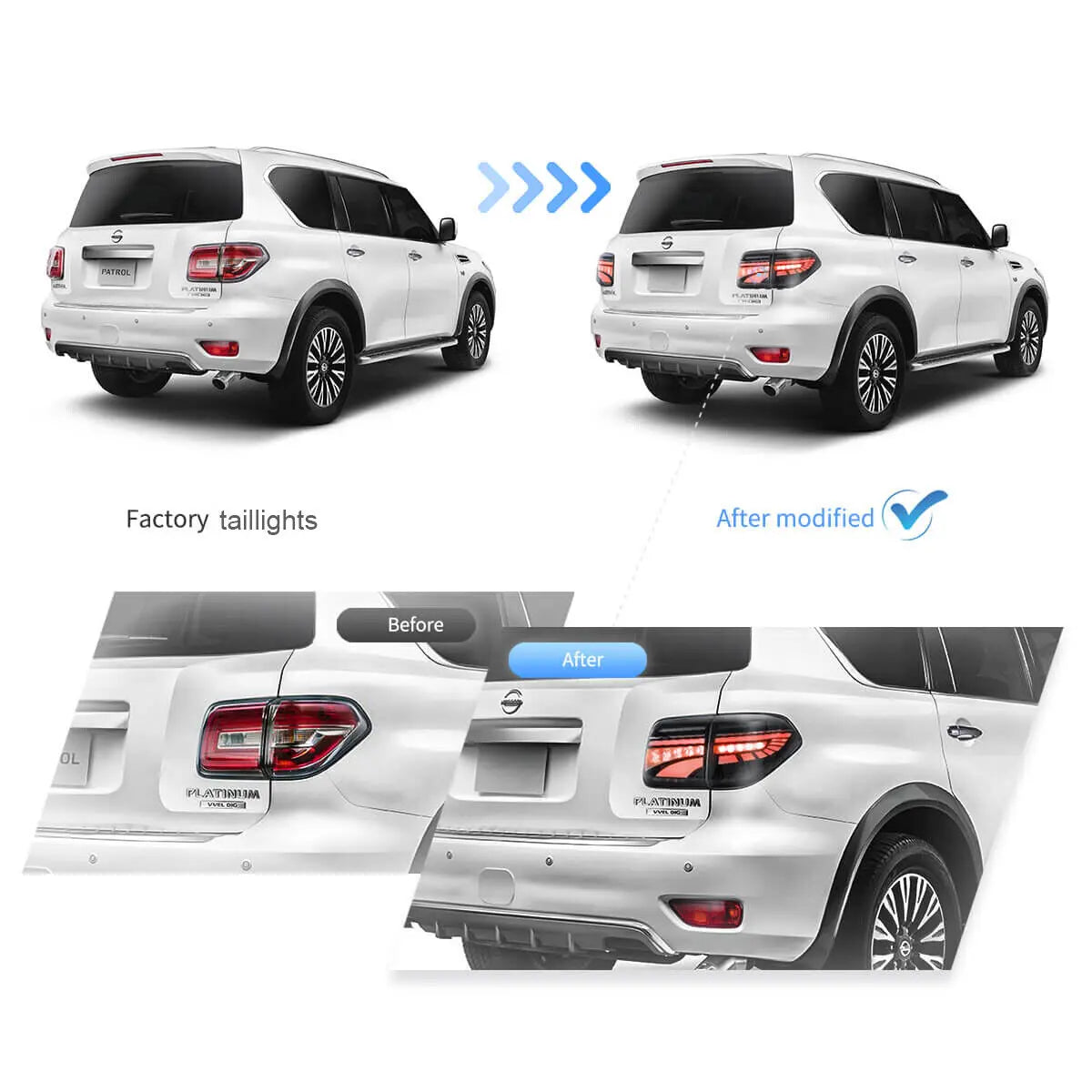 VLAND LED Tail Lights Fit For Nissan Patrol (Y62) 2012-2019 Nissan Armada 2017-2020