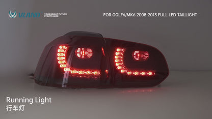 VLAND LED Taillights for Volkswagen Golf 6 MK6 2008-2013 With Sequential indicators