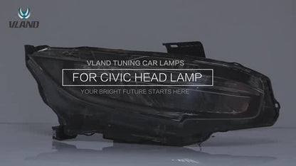VLAND Full LED Headlights Compatible for Honda Civic 10TH Gen Honda Civic Sedan / Coupe / Hatchback / Type R 2016-2021