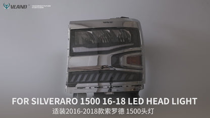 VLAND Full LED Headlights For Chevrolet Silverado 1500 2016-2018 With Halo Light