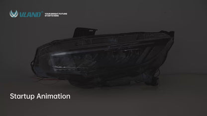 VLAND LED Headlights Assembly Compatible for 10TH Gen Honda Civic Sedan/Coupe/Hatchback/Type R 2016-2021 With Sequential Turn Signal