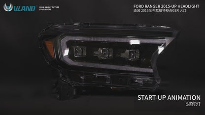 VLAND LED Projector Headlights For 2015-2022 Ford Ranger Start UP Animation DRL (For US Version)