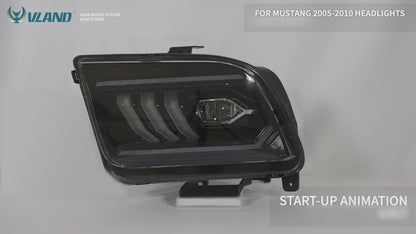 VLAND Projector Headlights Assembly Compatible with Ford Mustang 2005-2009 With Start Up Animation (not for Shelby GT500/ GT500KR)