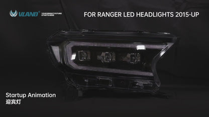 VLAND LED Projector Headlights For 2015-2022 Ford Ranger Start UP Animation DRL(For International Version)
