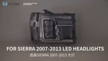 VLAND LED Projector Headlights For 2007-2013 GMC Sierra 1500 2500HD 3500HD With Dynamic DRL