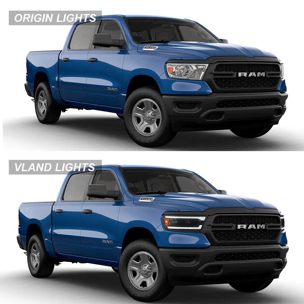 VLAND Full LED Projector Headlights For 2019-2024 RAM 1500