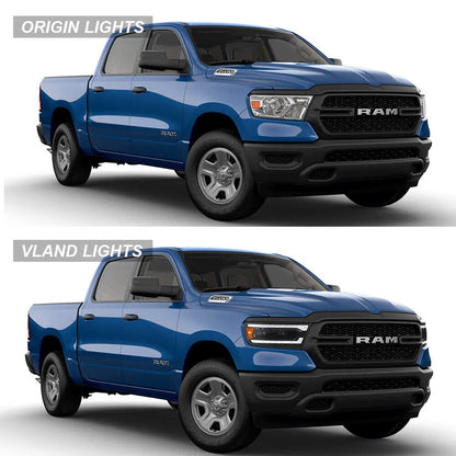 VLAND Full LED Projector Headlights For 2019-2024 RAM 1500