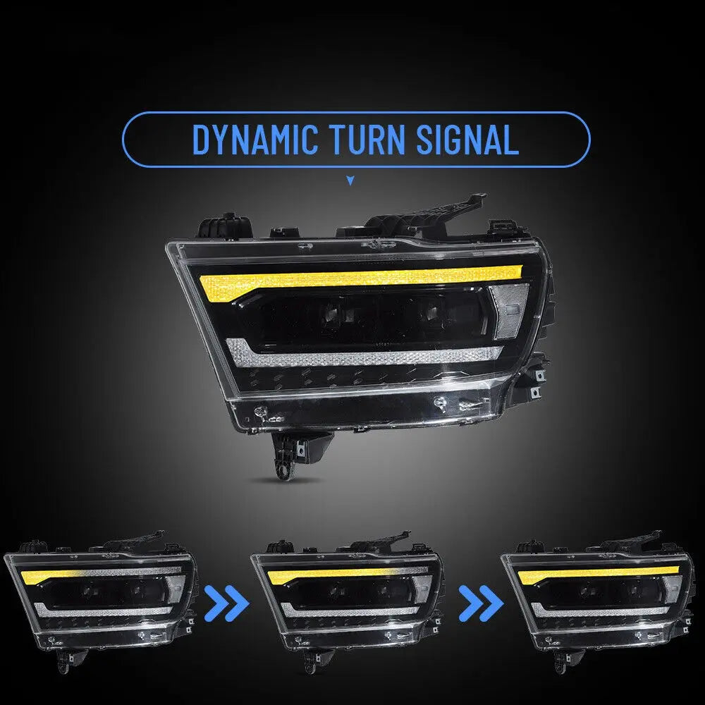 VLAND Full LED Projector Headlights For 2019-2024 RAM 1500