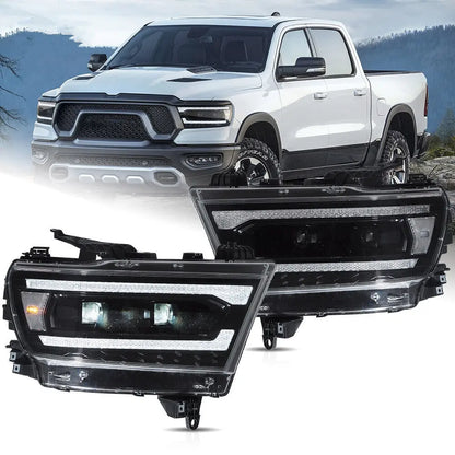 VLAND Full LED Projector Headlights For 2019-2024 RAM 1500