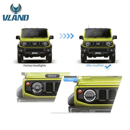 VLAND Full LED Headlights For Suzuki Jimny 2018-UP 4th Gen JB64W JB74W