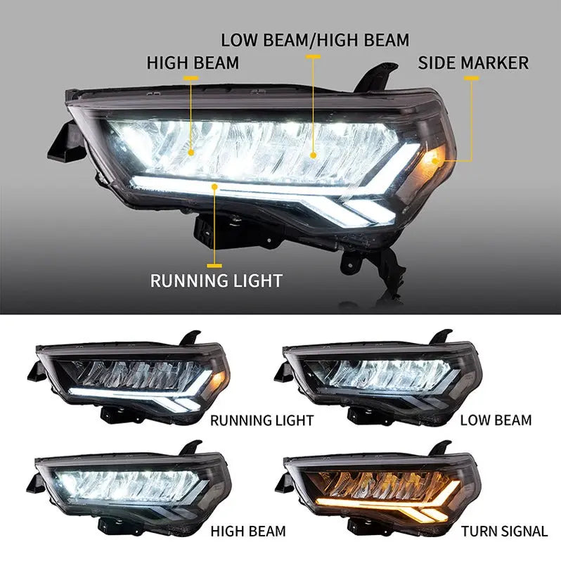 VLAND Full LED Headlights For Toyota 4Runner 2014-2024 with Dynamic DRL