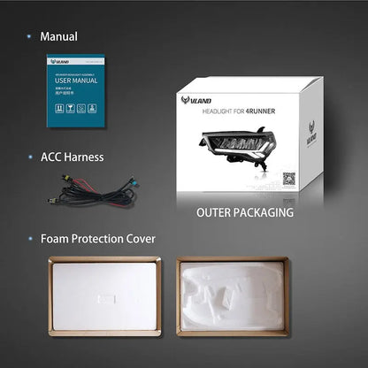 VLAND Full LED Headlights For Toyota 4Runner 2014-2024 with Dynamic DRL