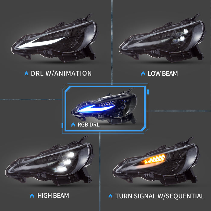 VLAND RGB LED Headlights For 2012-2021 Toyota 86 GT86, Scion Frs, Subaru Brz