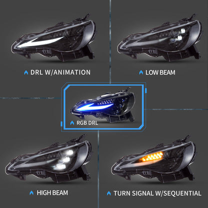 VLAND RGB LED Headlights For 2012-2021 Toyota 86 GT86, Scion Frs, Subaru Brz