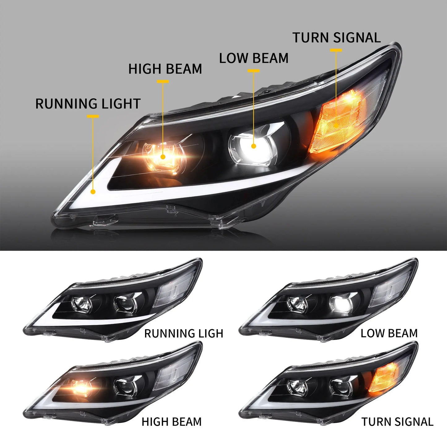 VLAND Projector Headlights For Toyota Camry 2012-2014 (Fit For American Models)