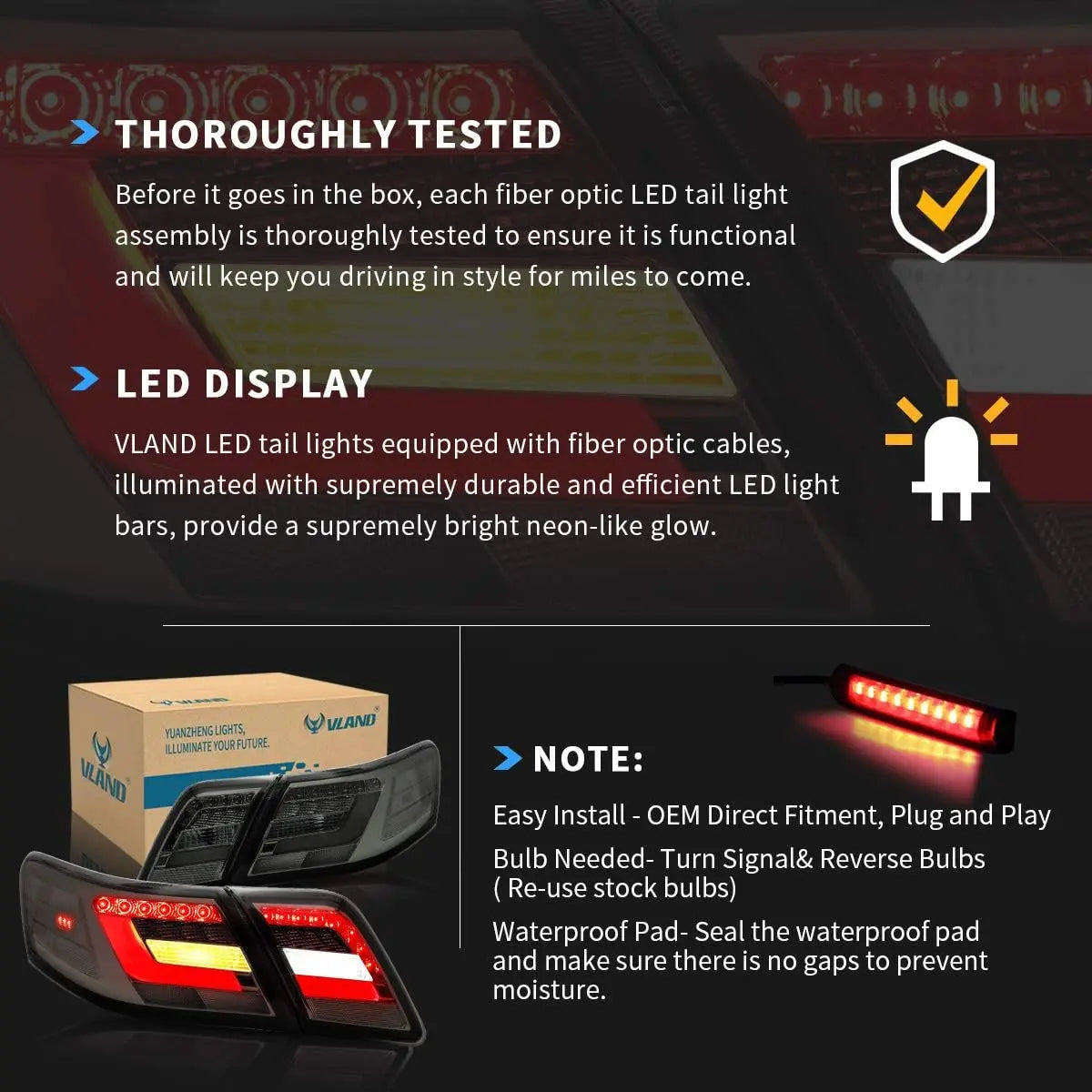 VLAND Full LED Tail Lights for Toyota Camry XV40 Gen Sedan 2006-2011