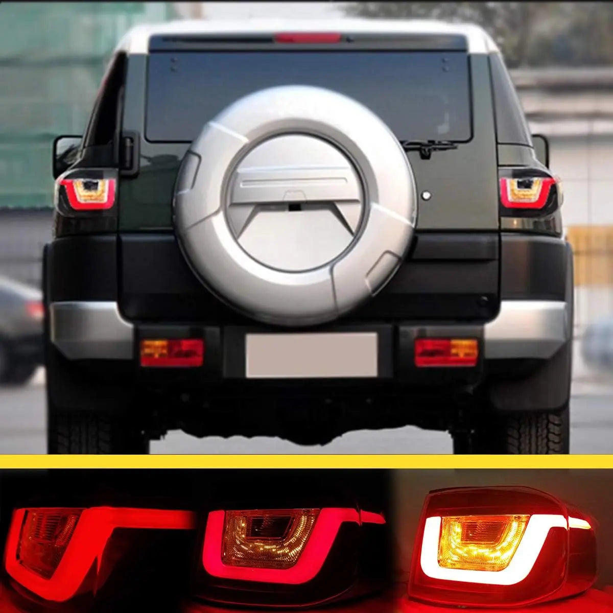 VLAND Projector Headlight With Black Bumper / Grill And Taillights Kit For 2007-2015 Toyota FJ Cruiser