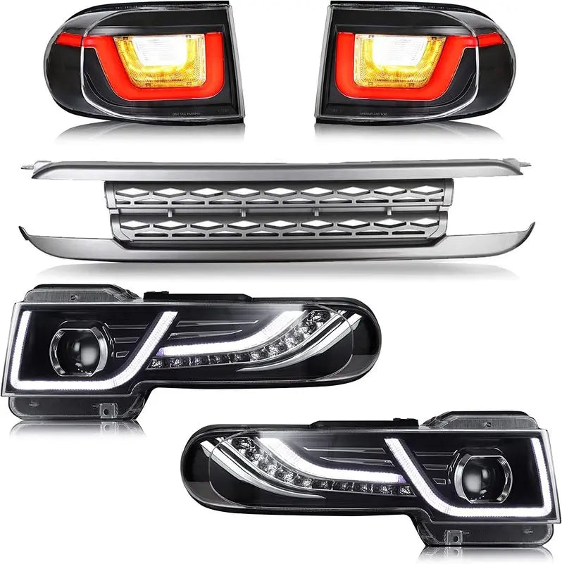 VLAND Projector Headlight With Black Bumper / Grill And Taillights Kit For 2007-2015 Toyota FJ Cruiser
