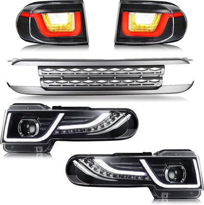 VLAND Projector Headlight With Black Bumper / Grill And Taillights Kit For 2007-2015 Toyota FJ Cruiser
