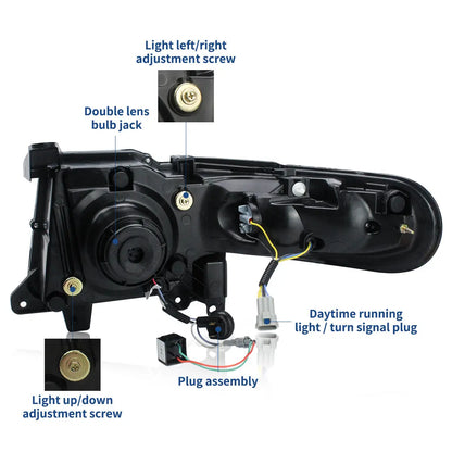 VLAND LED Headlights With Grille Assembly+2PCs D2H Xenon Bulbs Fit for 2007-2015 Toyota FJ Cruiser 1st Gen