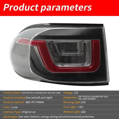 VLAND LED Tail Lights Fit For Toyota FJ Land Cruiser 2007-2017