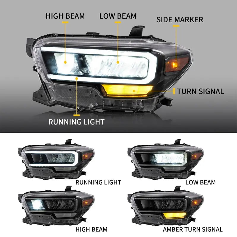 VLAND Full LED Headlights Fit For Toyota Tacoma 2016-2023 3rd Gen