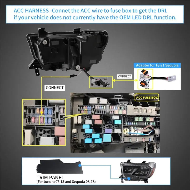 VLAND LED Projector Headlights For 2007-2013 Toyota Tundra & 2008-2022 Toyota Sequoia
