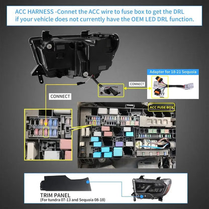 VLAND LED Projector Headlights For 2007-2013 Toyota Tundra & 2008-2022 Toyota Sequoia