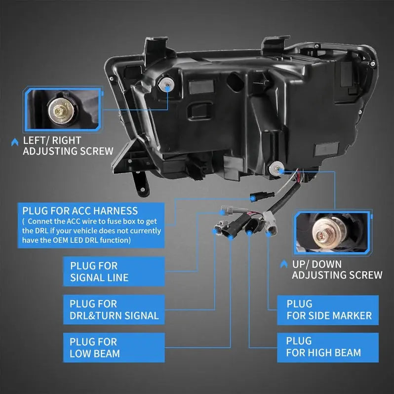 VLAND LED Projector Headlights For 2007-2013 Toyota Tundra & 2008-2022 Toyota Sequoia