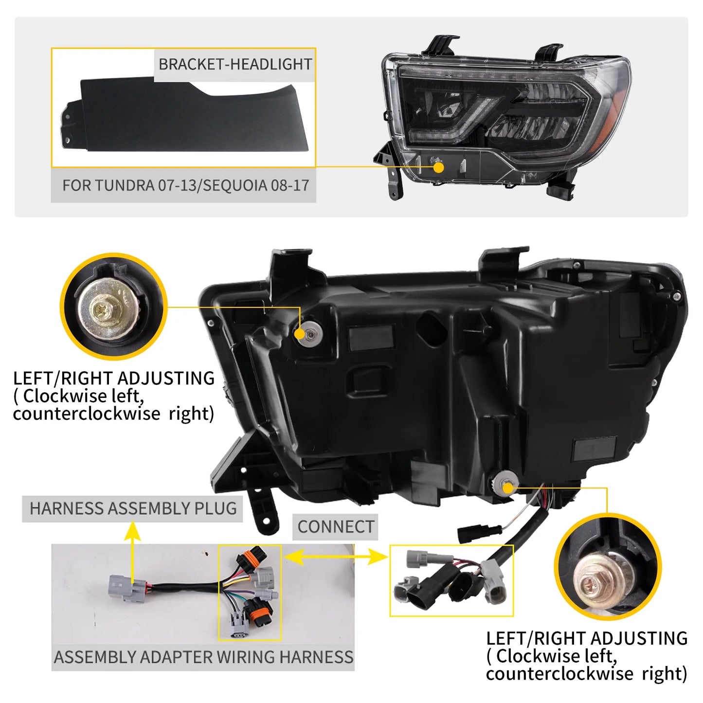 VLAND LED Headlights For 2007-2013 Toyota Tundra & 2008-2022 Toyota Sequoia