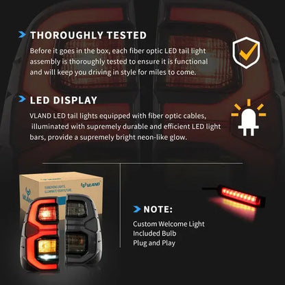 VLAND Full LED Tail Lights For Toyota Vigo / Hilux 2015-2020 with Animation Welcome Light