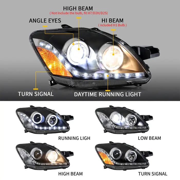 Vland Projector HeadLights For 2005-2013 Toyota Yaris/Vios/Belta Sedan Only 2th Gen (Ncp93) Black